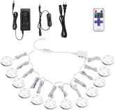 AIBOO Verknüpfbare LED-Beleuchtung unter dem Schrank, 12 V, dimmbare Puck-Leuchten mit kabelloser HF-Fernbedienung, Wandstecker für stimmungsvolle Beleuchtung in der Küche (Set mit 12 Leuchten)